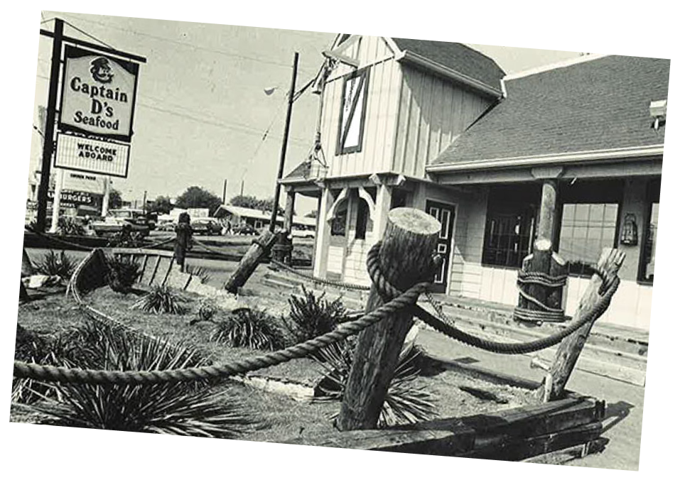 Image of the exterior of a newly named Captain D's Seafood restaurant.