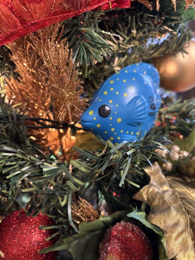 Squish fish as a Christmas tree ornament.